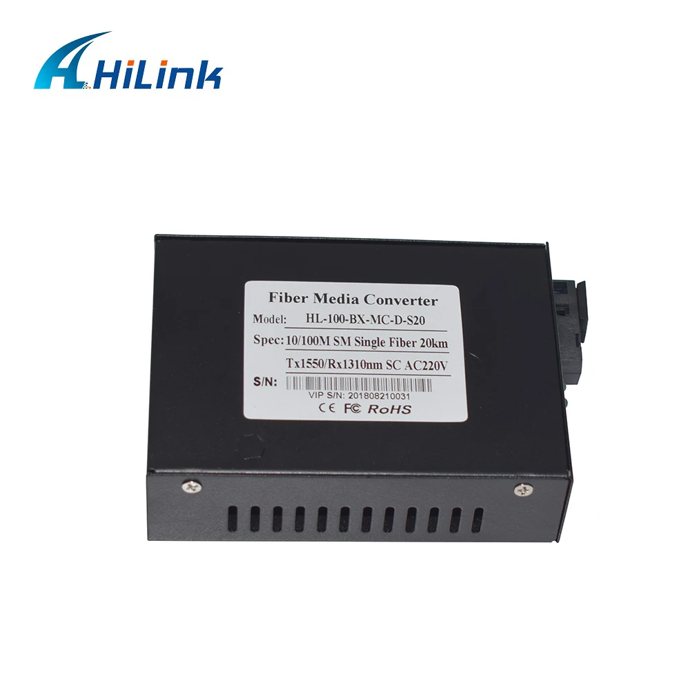 10/100 база медиа конвертер однорежимный одинарный волоконно 20 км 1310/1550nm SC RJ45