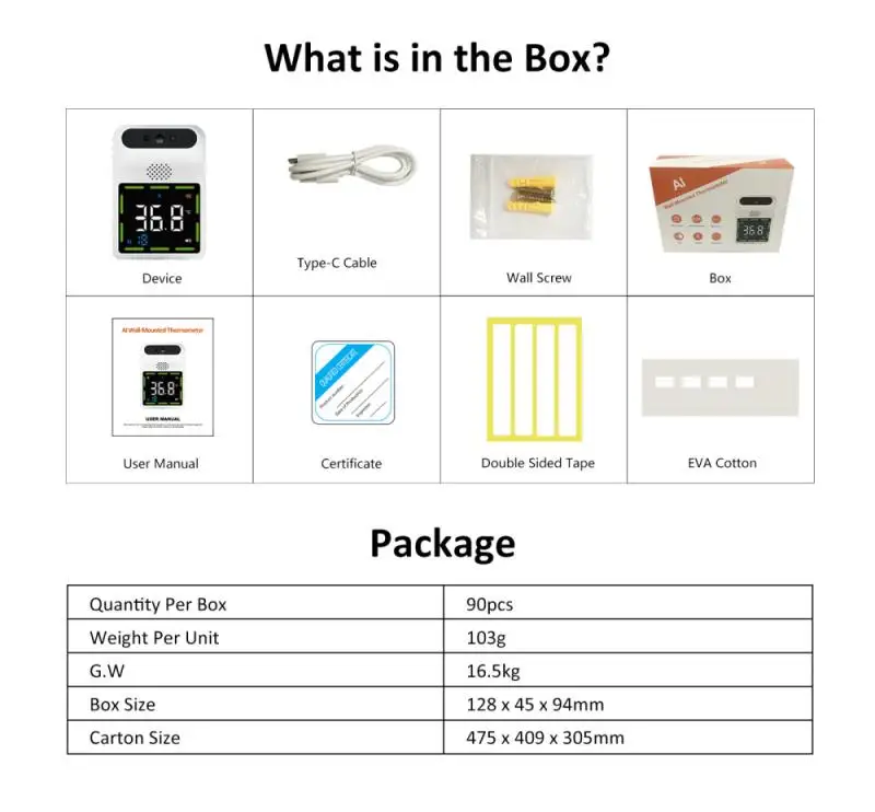 

2021 New K88 Bluetooth Access Control Infrared Five-color Screen Thermometer Three Installations Two Power Supplies 11 Languages