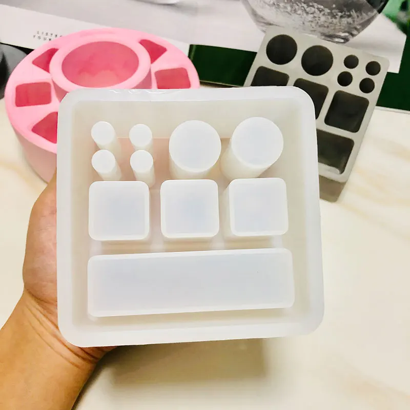 square-mold Силиконовая форма для бетона многофункциональная дизайнерская подставка для ручек, для хранения Коробка для помады заварник форма diy гипсовая цементная форма - Цвет: square-mold