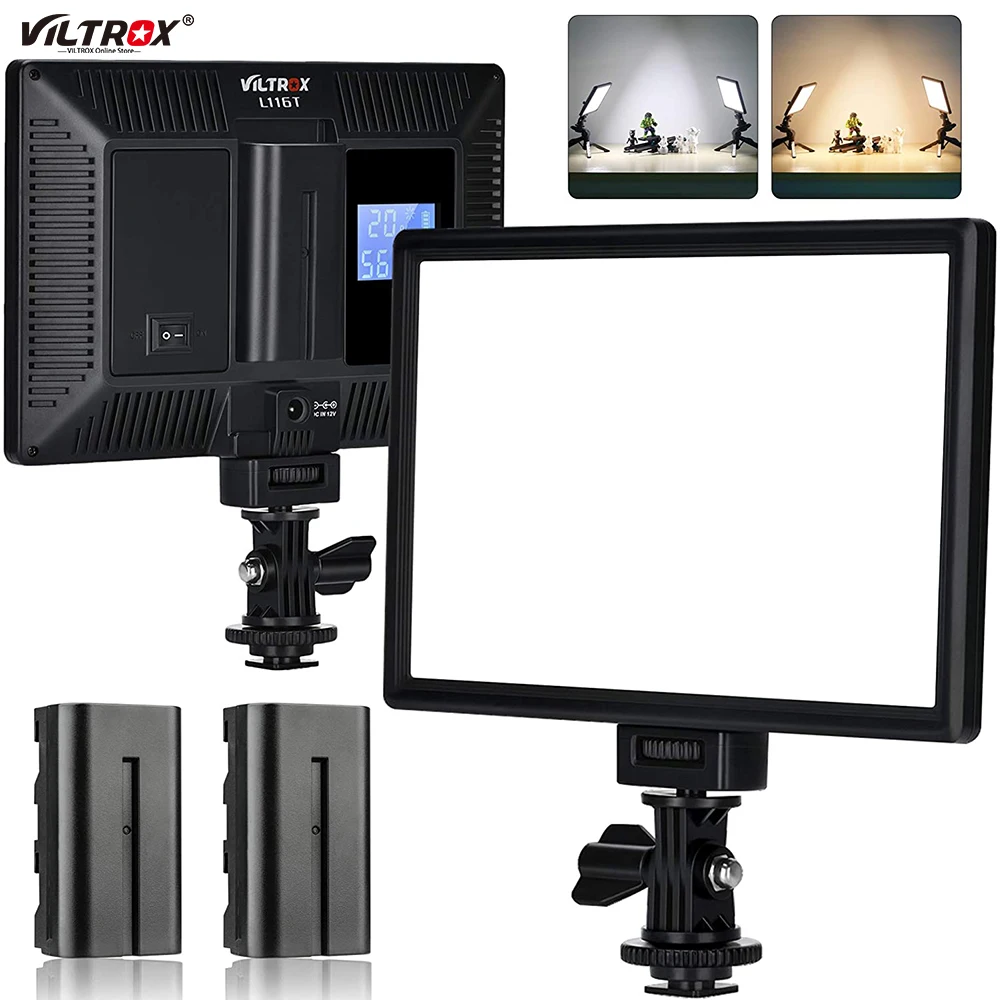 

VILTROX L116T CRI95 + Super Slim Dimmable LED Panel Light 3300K-5600K LED Video Light with LCD Control/ Light Mount with Battery