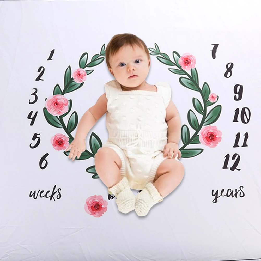 

100x100cm Цветочный принт детские веху одеяла для новорожденных детей возрастом от 12 месяцев рост фон реквизит для фото младенца игровые коврик...