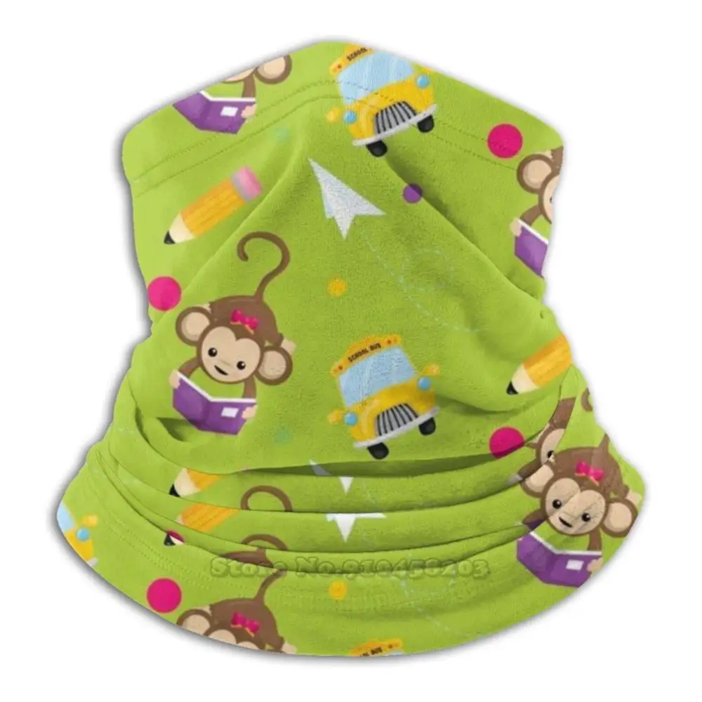 

Monkey Reading School Bus Pencil Back To School Pattern Design Cycling Motorcycle Headwear Washable Scarf Neck Warmer Face Mask