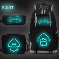 splatoon luminous backpack for boys girls children school bags student bookbag travel bagpacks with lunchbagpen bag sac enfant