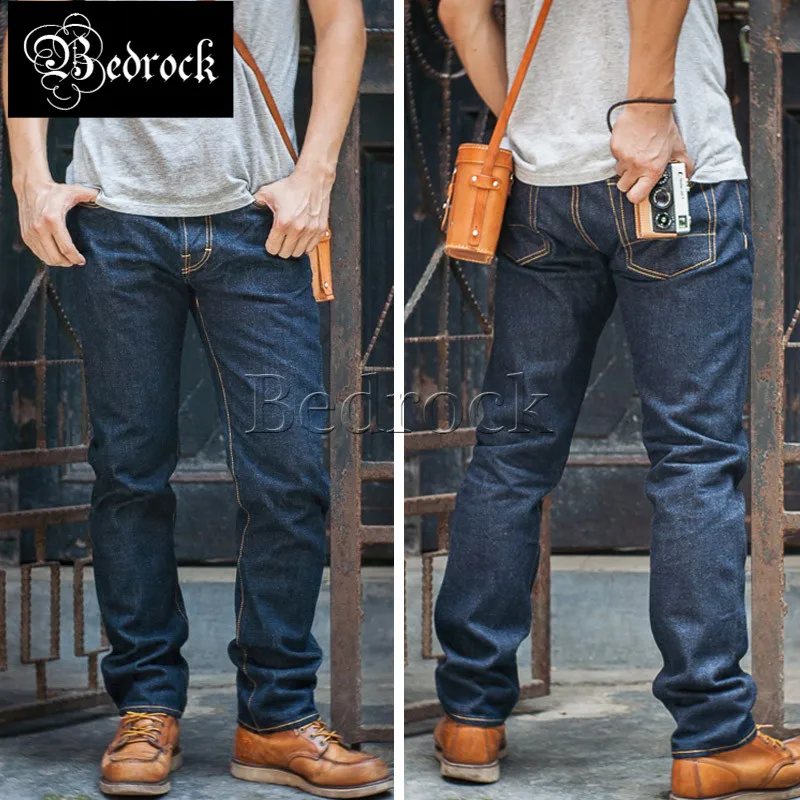 16oz Heavy copy classic fabric retro primary color raw denim jeans cow raising 511 slim straight leg cotton pants men