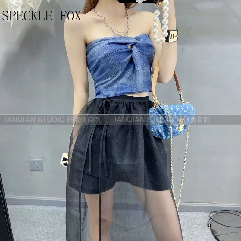 

SPECKLE FOX 2 Piece Set Women Summer 2021 Irregular Korean Fashion Crop Tops+Skirts Suits Lace Sexy Streetwear Set Chic News