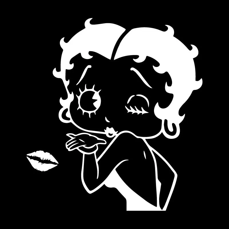 

Creative Betty Doll Girl Lips Kiss Art Accessories Auto Sticker Pvc Reflective Sunscreen Waterproof Car Decal, 15cm * 14cm