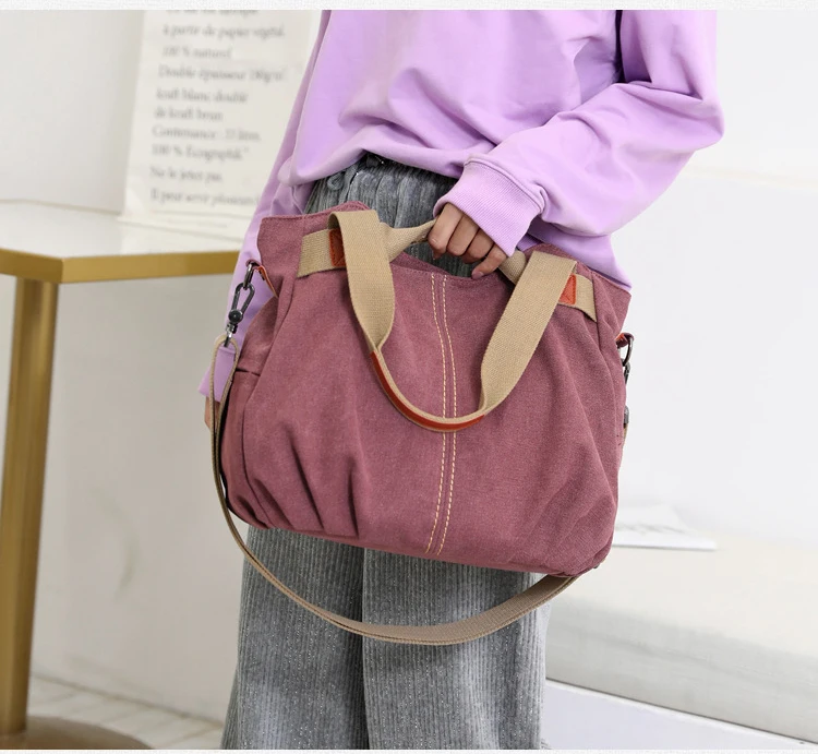 

LIKETHIS Large Capacity Handbag for Women Casual Travel Tote Bag High Quality Canvas Shoulder Crossbody Bags for Girls Bolsas