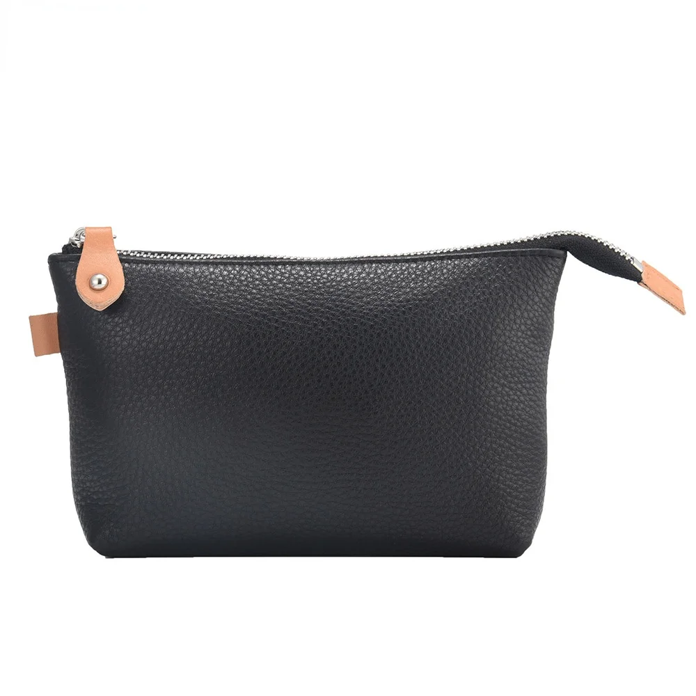

First layer genuine leather women make up organizer bag