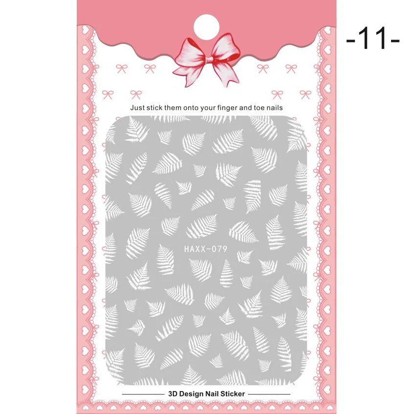 11 1 Pc Colorful Marple Leaf Black 3D Nail Sticker Nail Art Transfer Stickers Paper Nail Decorations DIY Designs Accessories - Color: 11