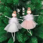 Девочка-балерина, подвесная Рождественская кукла для украшения, белая и розовая Подвеска для Рождественского украшения, подвеска на рождественскую елку