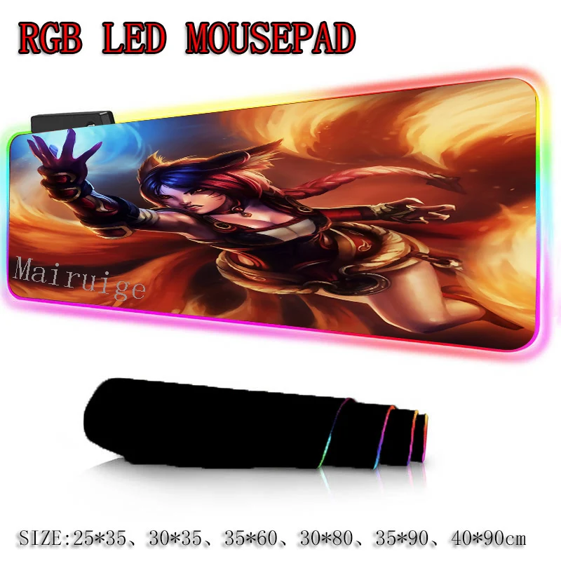 

Mairuige Hot Anime Sexy Cat Girl Large RGB LED 7 Color USB Wired Lighting Gamer Colorful Laptop Desk Mat Mouse Pad
