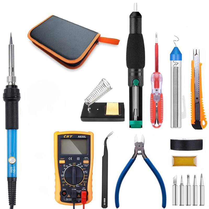 

Temperature Electric Soldering Iron Kit 110V 220V 60W Soldering Iron kit With Multimeter Desoldeirng Pump Welding Tool