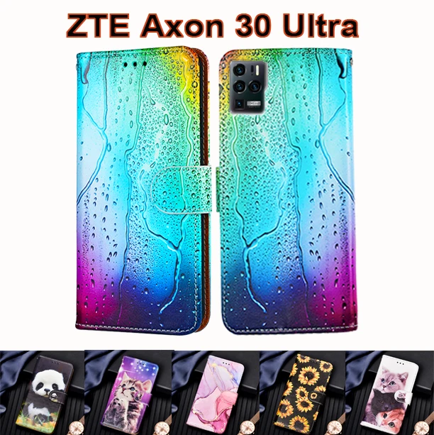 

Кожаный чехол-книжка с бумажником и подставкой для карт для ZTE Axon 30 Pro Axon 30 Ultra Fundas Coque Hoesje Capa