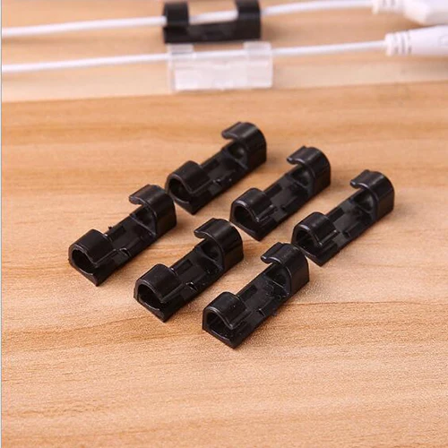 Small black (20pcs) Фиксаторы проводов кабелей Органайзер настольный и зажимы для рабочего стола шнур управления держатель usb зарядный кабель для передачи данных намотки - Цвет: Small black (20pcs)