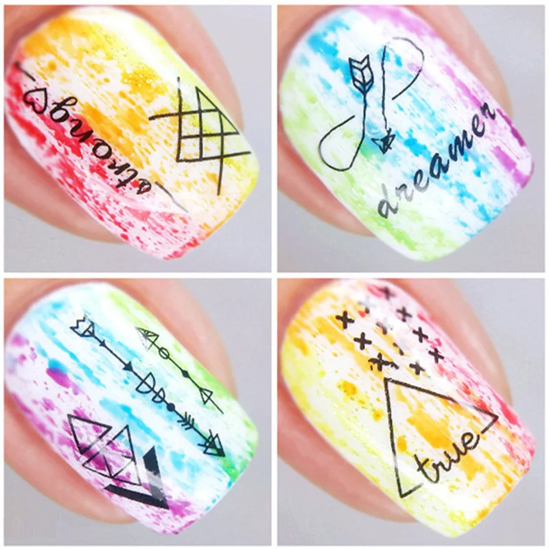 2 шт. водяные наклейки для ногтей переводные геометрические треугольные линии