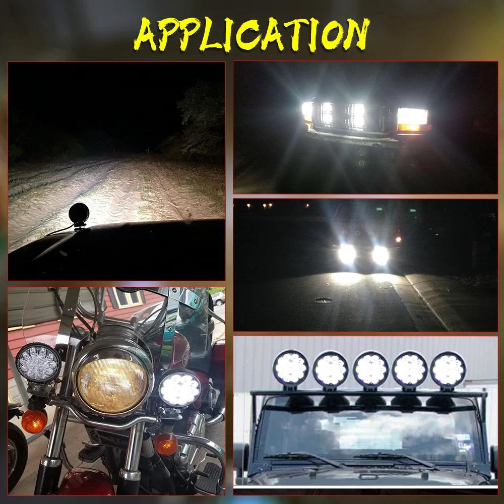 

HAOLIDE Mini Work Light 6000K 14000LM Circular Waterproof LED Car Headlight Bulbs for Off-Road Suv Boat 4X4 Truck