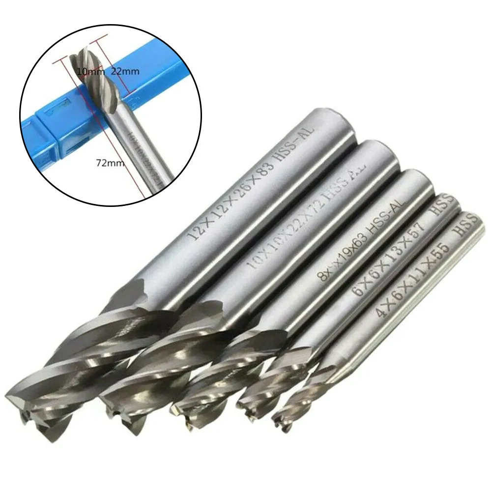 

11111111115pcs/set Carbide 4 Flutes CNC HSS End Milling Cutter Slot Drill Bit Set For Cutting Hook Grooves Tools 4/6/8/10/12mm