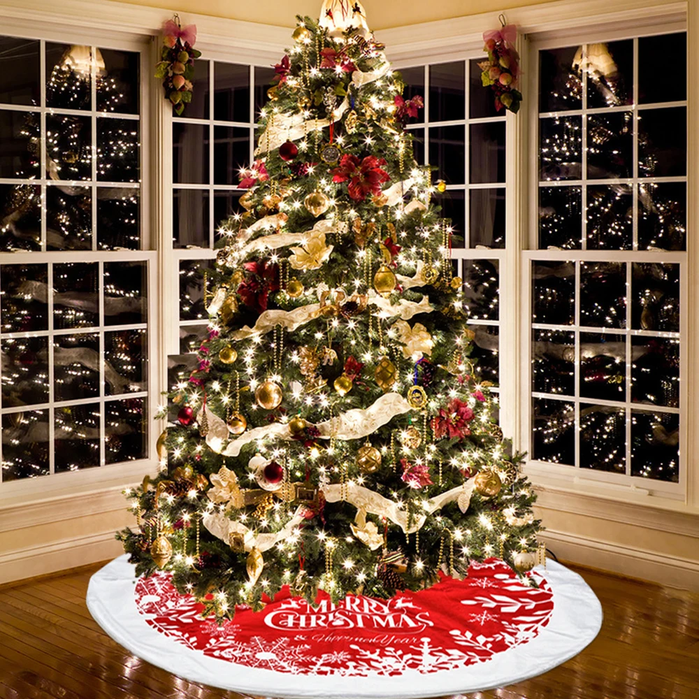 

Christmas Tree Skirt Printing Beautiful Home Decoration Christmas Tree Dress Party Decor Soft