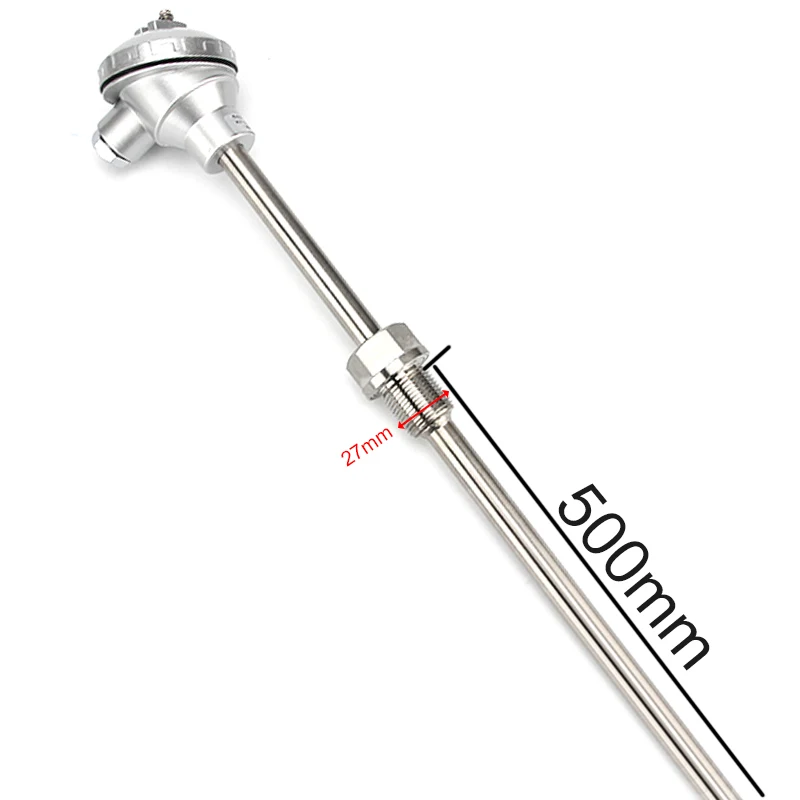 

2pcs 800℃ K-Type Temperature Sensor WRN230 Probe 500mm Transmitter Armored 201 Stainless Steel Explosion-Proof RTD Thermocouple