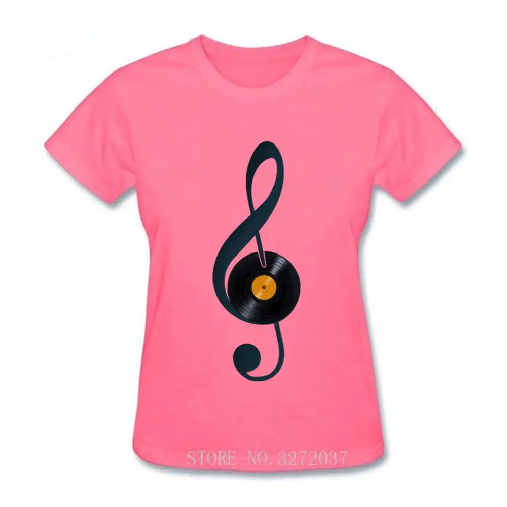 Забавная женская футболка с скрипичным ключом музыка винил уютная 2019 Летняя