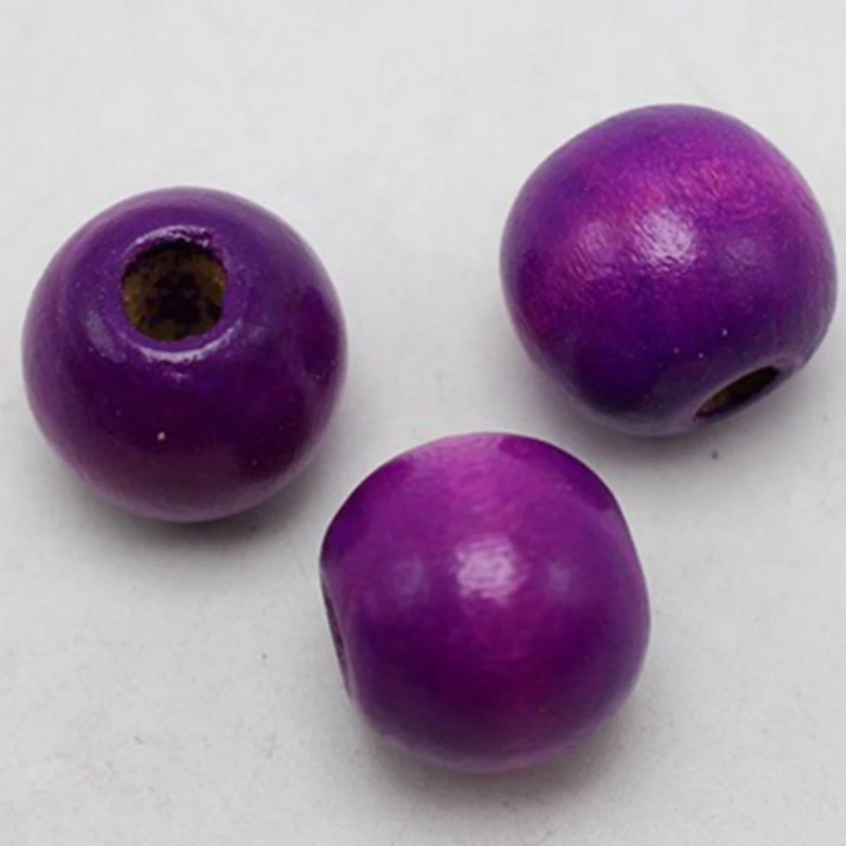 

50 Purple Round Wood Beads 16mm~Wooden