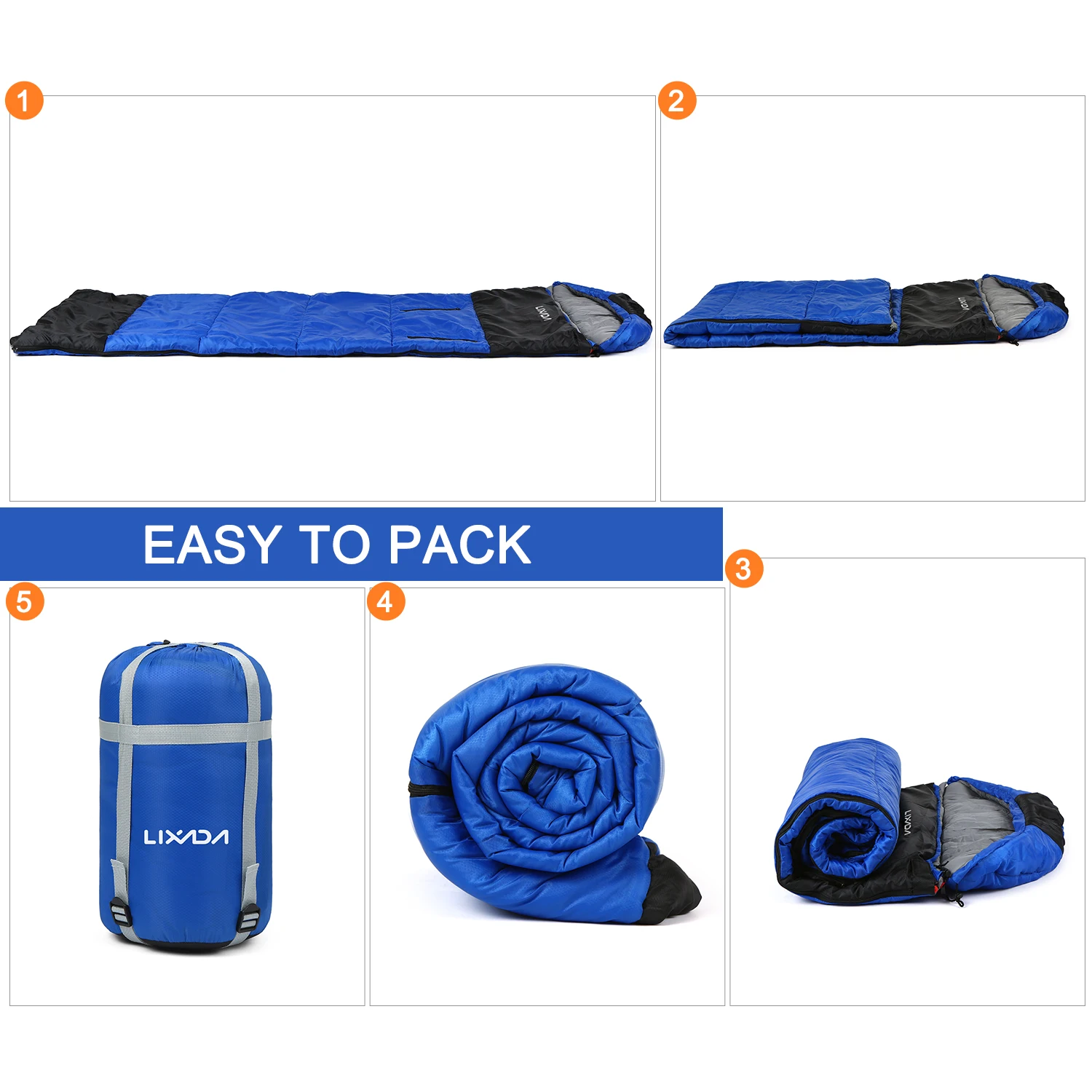 

Lixada Envelope Sleeping Bag Zippered Holes for Arms Feet Outdoor Camping Equipment Hiking Backpacking Traveling