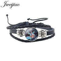 jweijiao elksledsnowflake leather bracelet handmade glass cabochon bangles merry christmas handmade jewelry gift b003