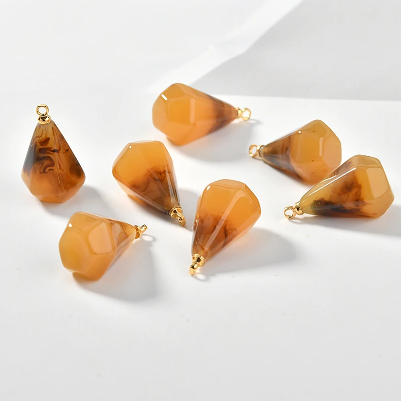 Медная 18K Золотая крышка капелька из смолы кулон DIY серьги аксессуары для