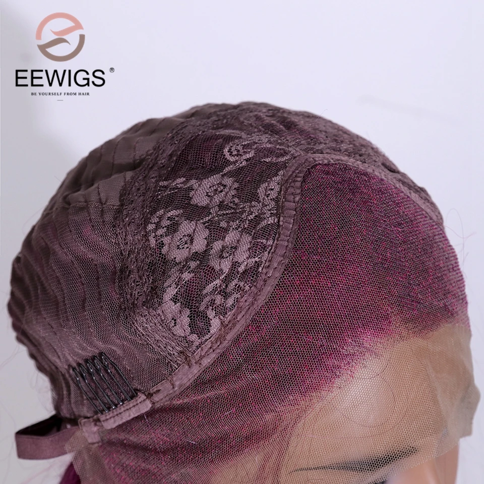 EEWIGS фиолетовый до ярко-розовый парик Омбре прямой синтетический парик на кружеве с естественными волосами термостойкие парики для черных женщин