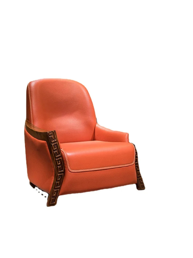 

YL Chinese Style Solid Wood Single-Seat Sofa Chair Simple Leather Lounge Chair Chair Furniture
