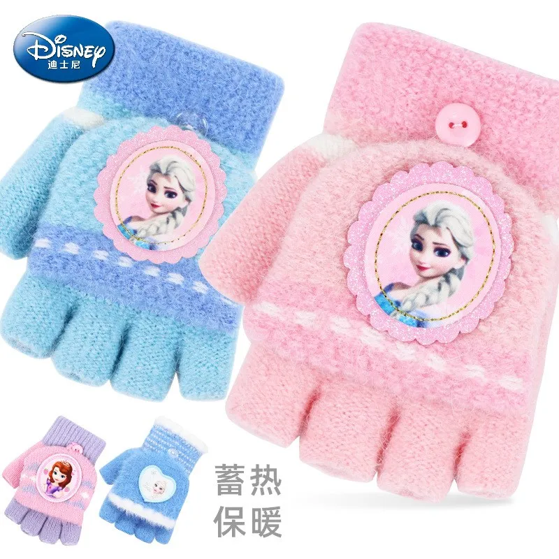 

2021 New Disney Children's Gloves Frozen Princess Printed Warm Gloves For Boys And Girls Plus Velvet Thickened Sports Gloves