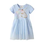 Детское летнее кружевное платье для девочек, с бисером и единорогом