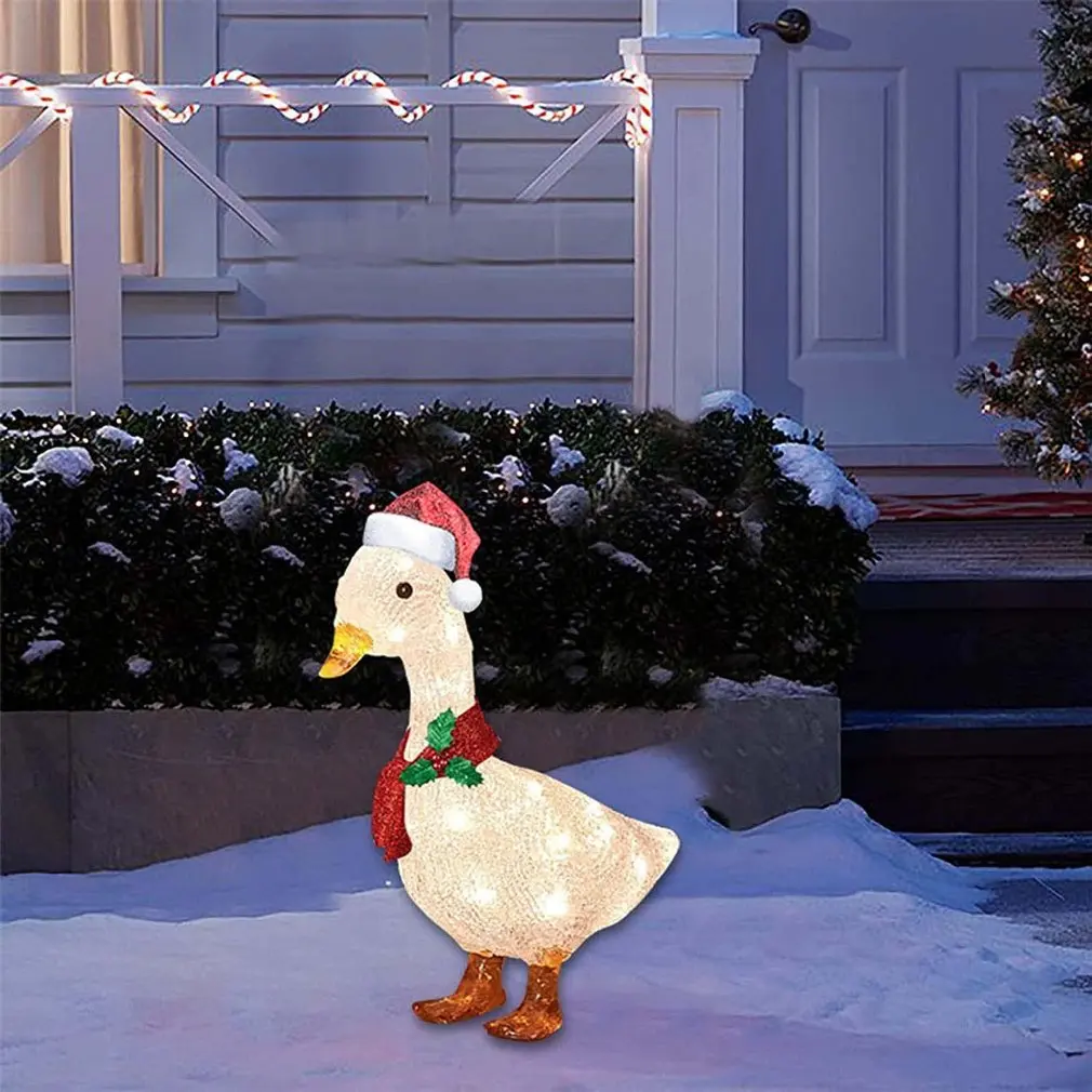 

2022 Christmas Courtyard LED Night Lights Solar Light Outside Garden Decoration Ornaments Duck Hen Glowing Pastoral Duck Lamps