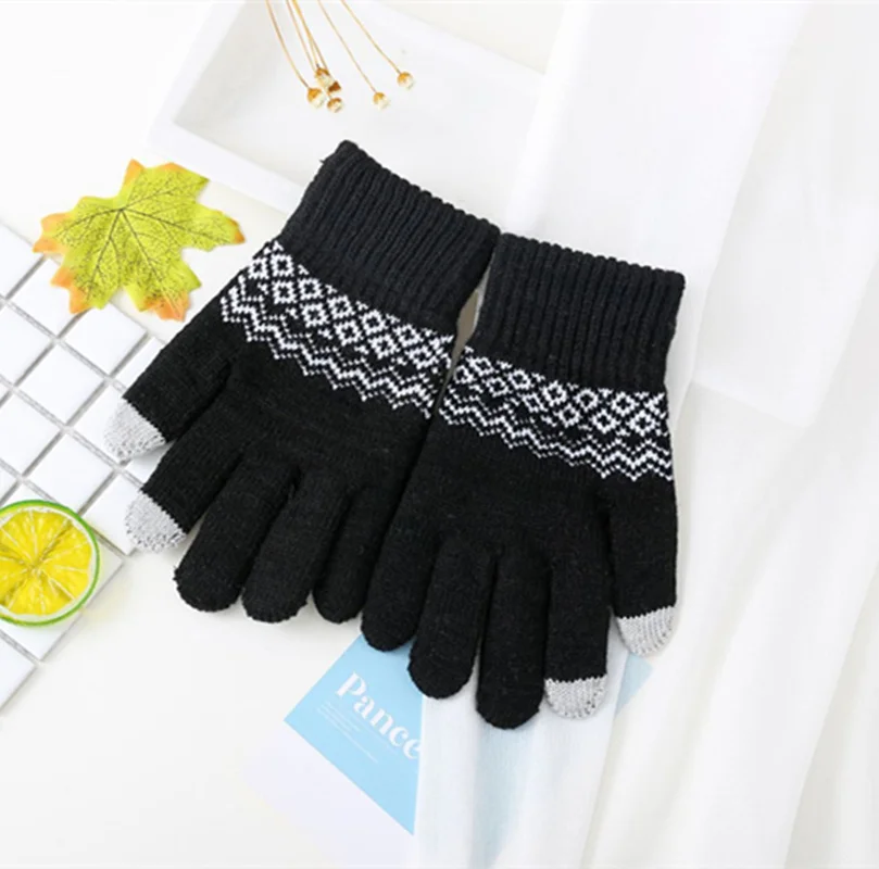 Теплые зимние перчатки с сенсорным экраном для женщин и мужчин эластичные
