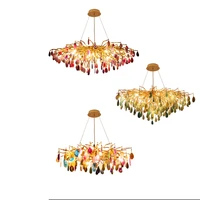 led postmodern colorized agate designer chandelier lighting lustre suspension luminaire lampen for foyer