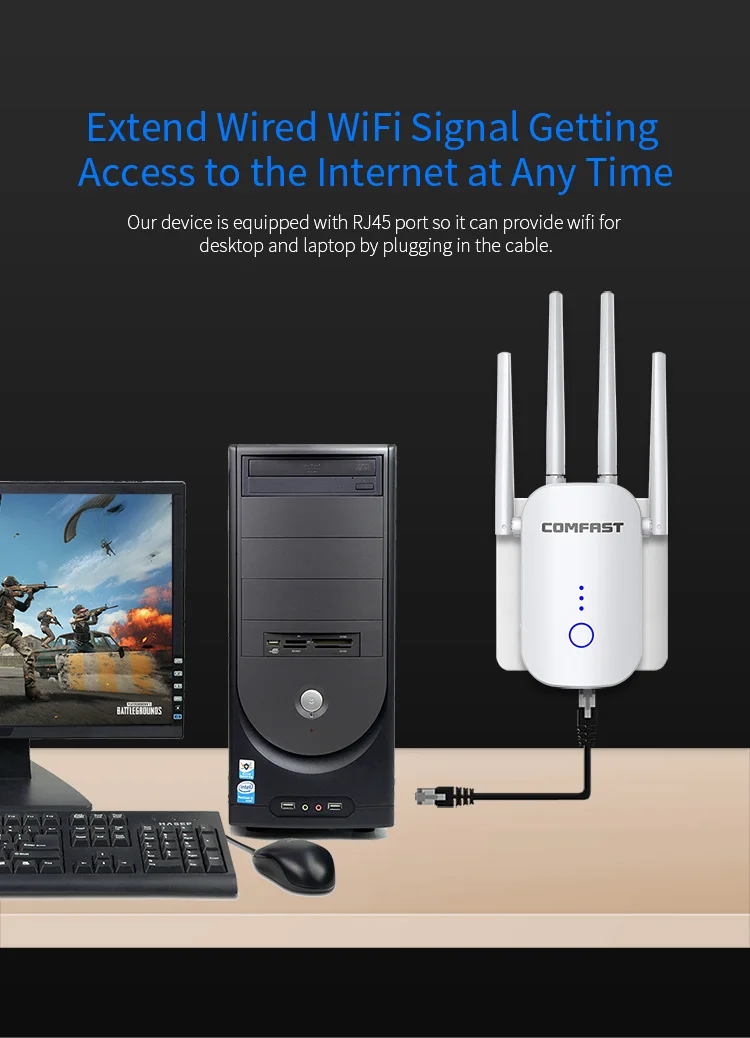 

Comfast CF-WR758AC Wifi Extender Dual Band 1200Mbps High Antennas Wireless 2.4G&5.8G Repeater Router Bridge Signal Amplifier