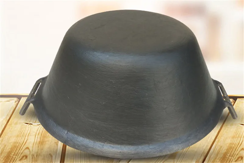 Чугунный горшок с плоским дном большой толстый чугунный кастрюля для