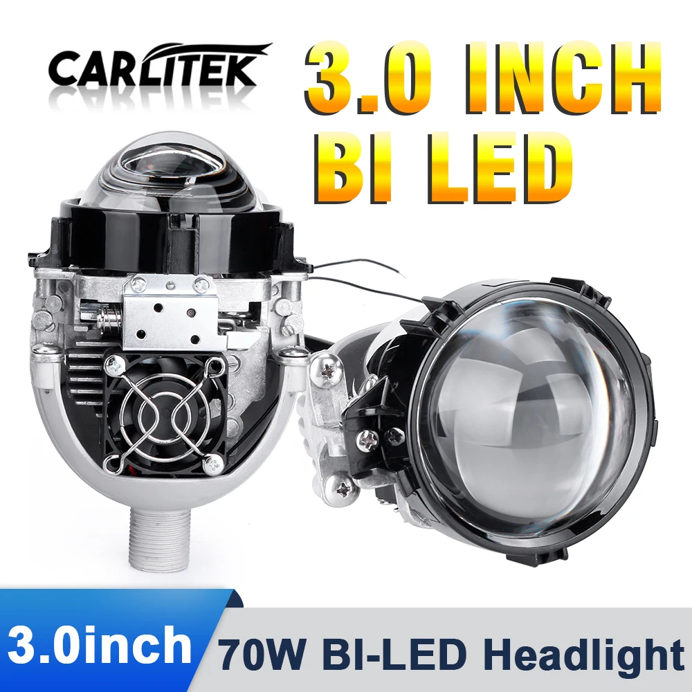Carlitek 2 шт. Bi светодиодный проектор линзы H1 лампы 9005 9006 H4 H7 для фар автомобиля