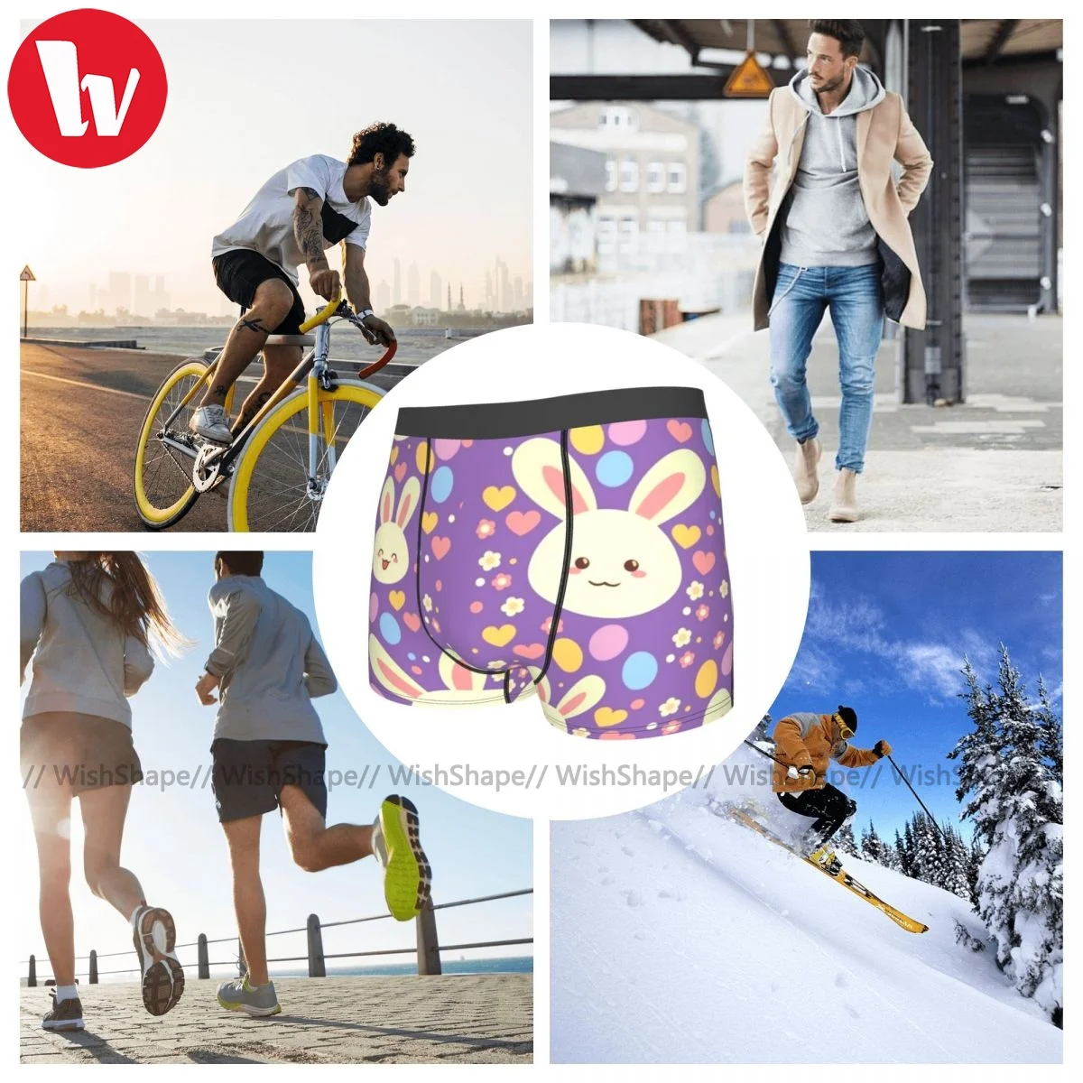 

Bunny Underwear Custom Polyester Sublimation Trunk Trenky Males Plain Boxer Brief