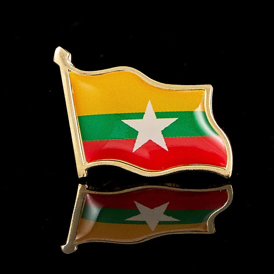 Бирманская эпоксидная Живопись брошь в виде флага цинковый сплав металлический