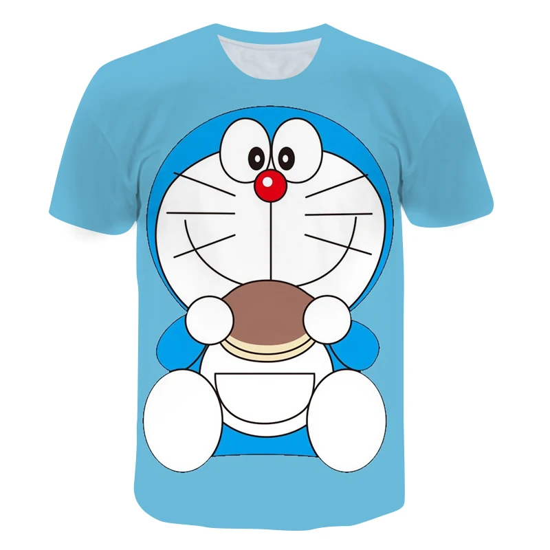 

Children's T-Shirt Summer New 3D Doraemon Cute And Interesting Anime Short-Sleeved O-Neck Slim 4T-14T Baby Clothing T-Shirt