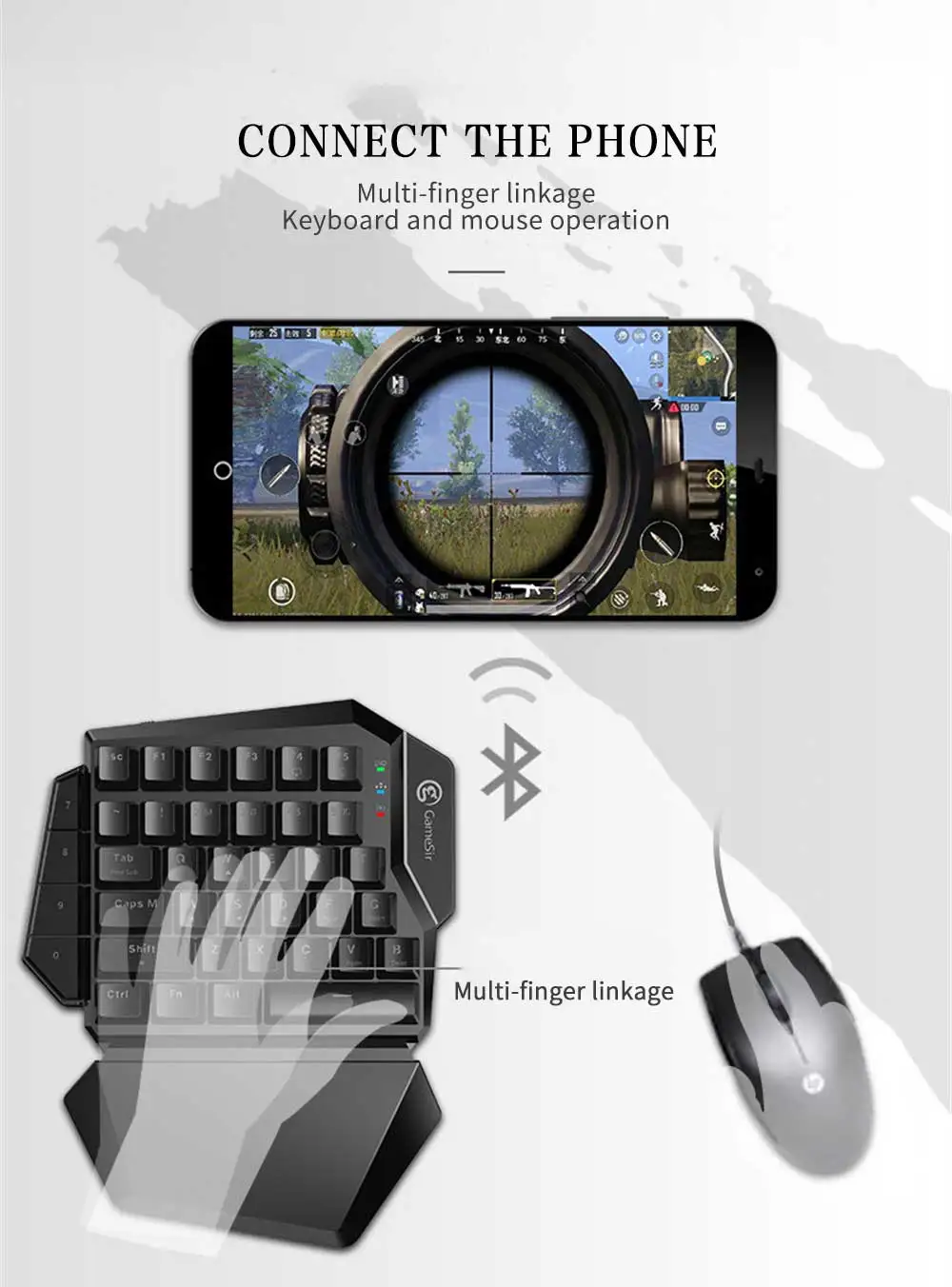 Z2 Gaming 2,4 GHz беспроводная клавиатура и мышь dpi комбинированная электронная Спортивная клавиатура с одной рукой для Android/Windows для игр PUBG FPS