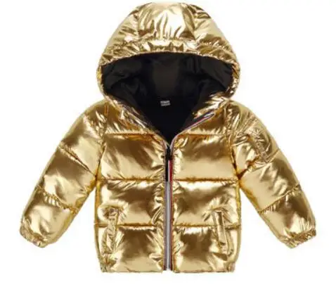 

Children Winter Jacket for Kids Girls Silver Gold Black Boys Casual Hooded Coat Baby Clothing Outwear Parka Jacket Snowsuit
