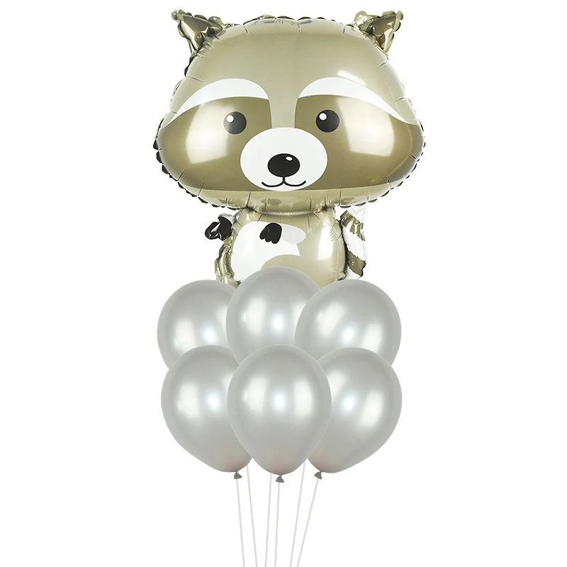 7pcs set B 5/7pcs Animal Balloon Set Safari Forest Zoo Theme Party Decoration Foil Latex Ballons Jungle Party Supplies Kids Birthday Favors - Цвет: 7pcs set B