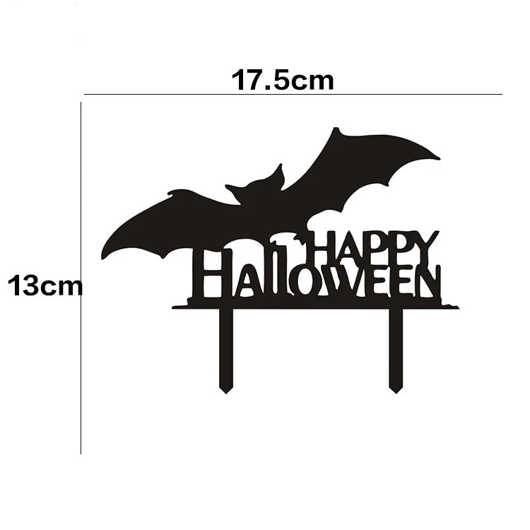

Acrylic Cake Topper Bat Happy Halloween Cake Flag Toppers Black White For Party Cake Decor Birthday Decoration Baking DIY Xmas