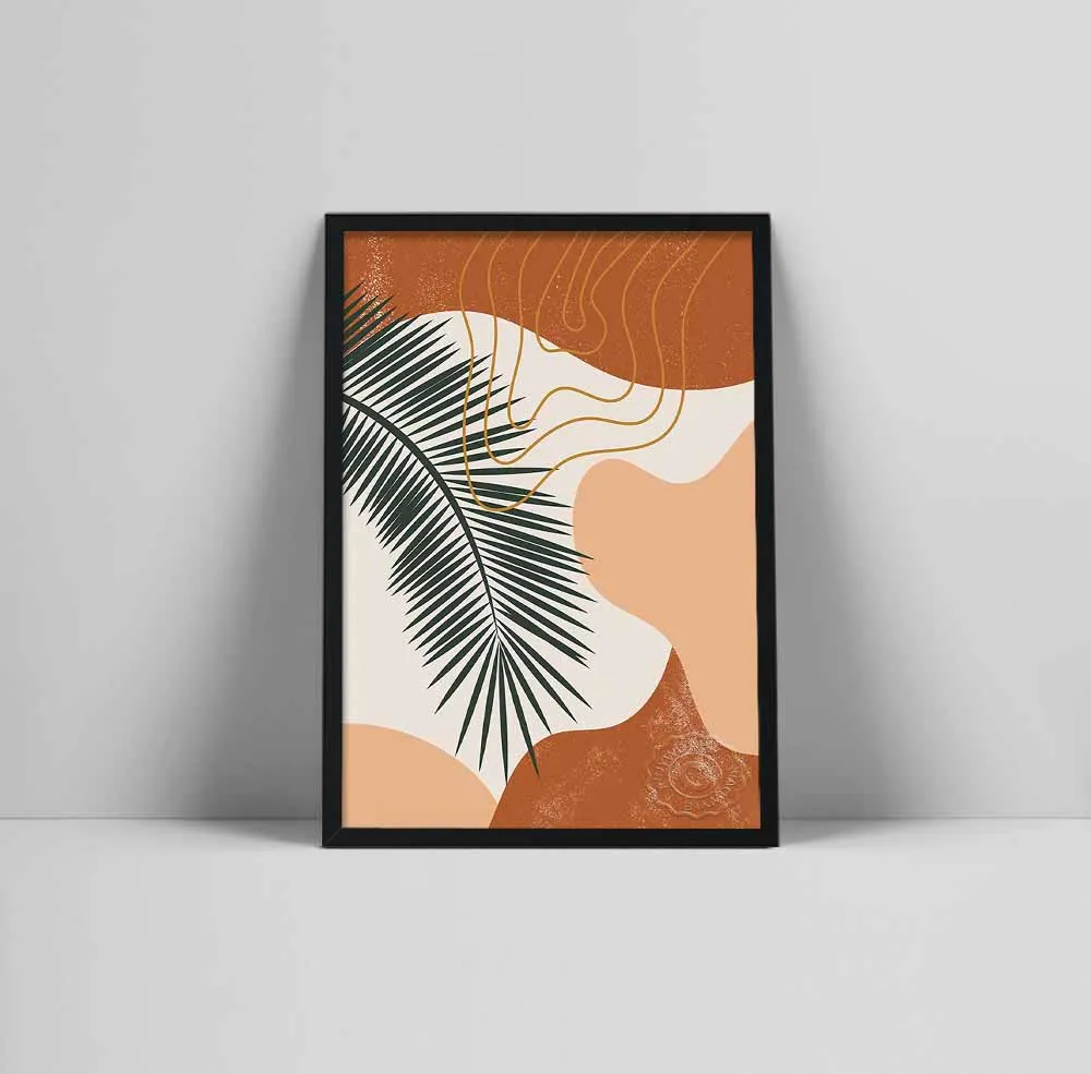 

Color Block Shapes Art Print | Green Palm Leaf Wall Art | Abstract Shapes Poster | Organic Shape Printable | Terracotta Abrm Col