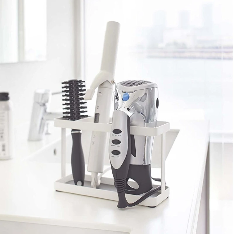 

Metal Bathroom Vanity Countertop Hair Care & Styling Tool Storage Organizer Holder for Hair Dryer Flat Irons Curling Wan E2S