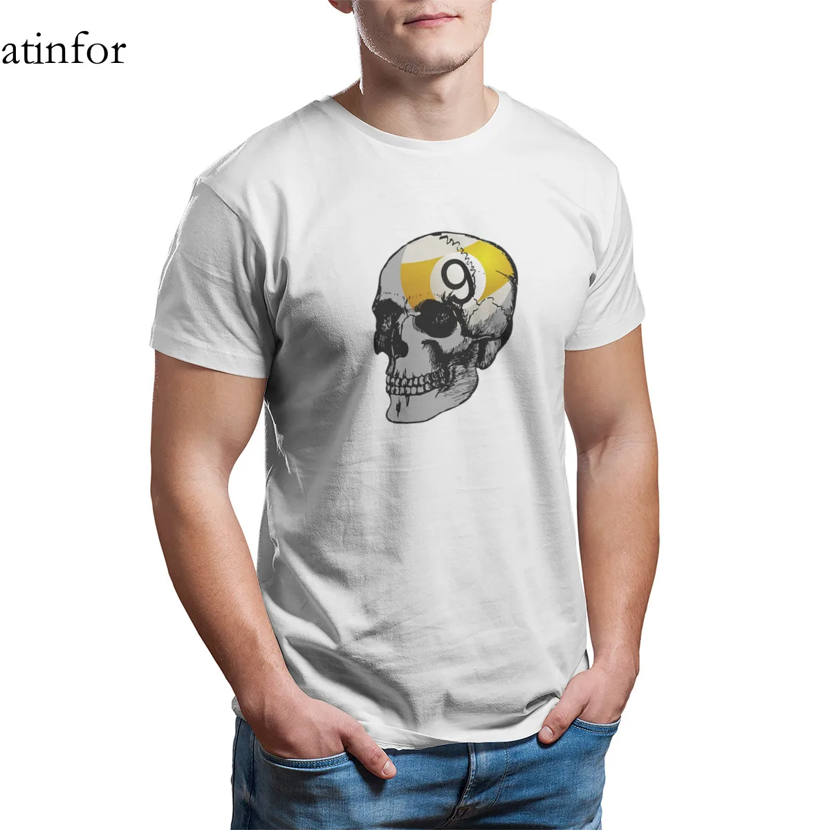 Темный череп 9 мяч разум игра футболка первой необходимости пары сочетающиеся