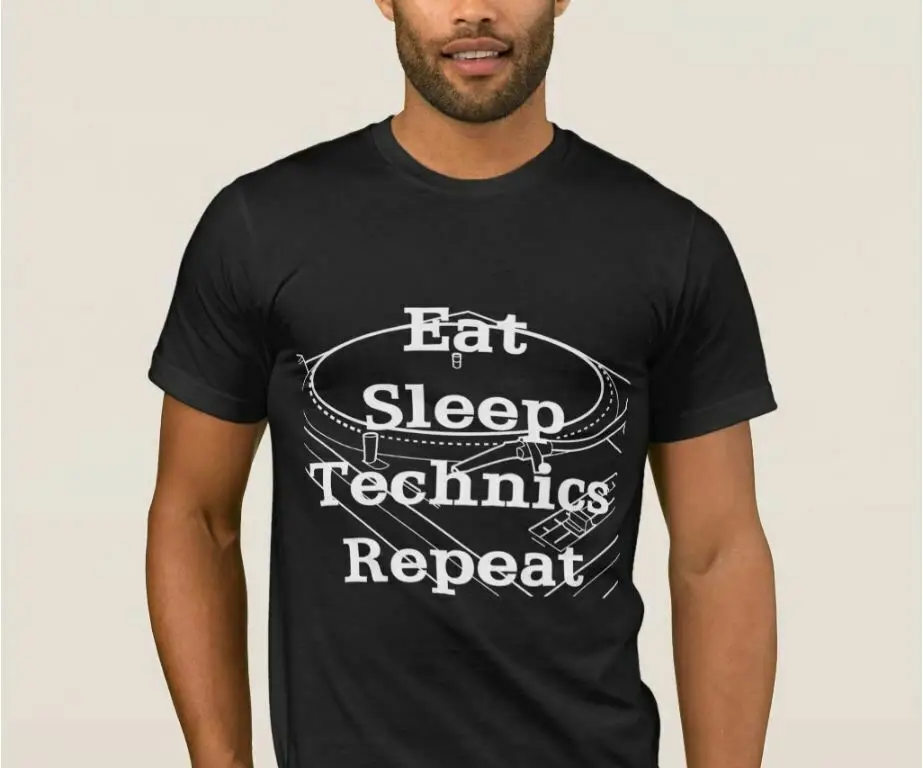 Eat Sleep Technics футболка Повтор Sl1200 Mk2 Mk7 виниловые пластинки Dj Мужская Ретро рубашка| |