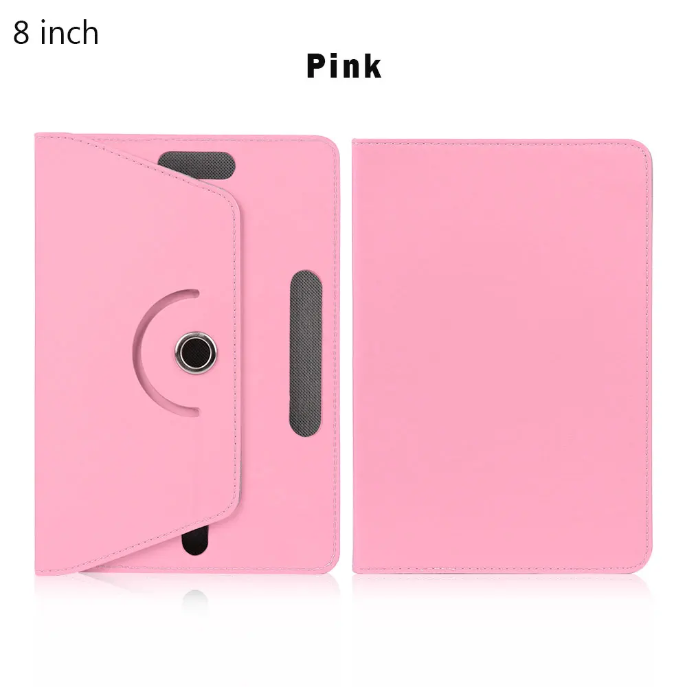 360 Degree Rotating Universal Tablet Case PU Leather Cover For Samsung Galaxy Tab 7 8 9 10.1 inch Android Tablet PC - Цвет: 8 inch pink